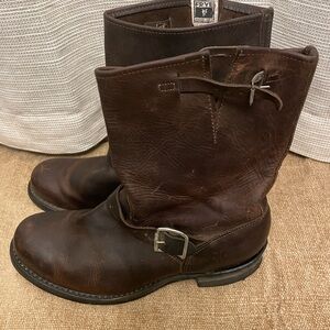 Frye Men's Dark Brown Leather Buckle Boots